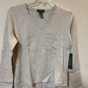 Lauren Ralph Lauren Gray V-Neck Sweater